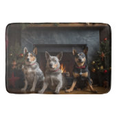 Australisch vee bij de open haard Kerstmis Badmat (Voorkant)