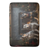 Australisch vee bij de open haard Kerstmis Badmat (Voorkant Verticaal)