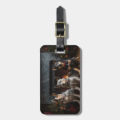 Australisch vee bij de open haard Kerstmis Bagagelabel (Voorkant verticaal)