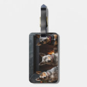 Australisch vee bij de open haard Kerstmis Bagagelabel (Achterkant verticaal)