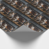 Australisch vee bij de open haard Kerstmis Cadeaupapier (Hoek)