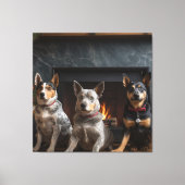 Australisch vee bij de open haard Kerstmis Canvas Afdruk (Voorkant)