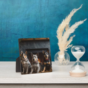 Australisch vee bij de open haard Kerstmis Fotoplaat