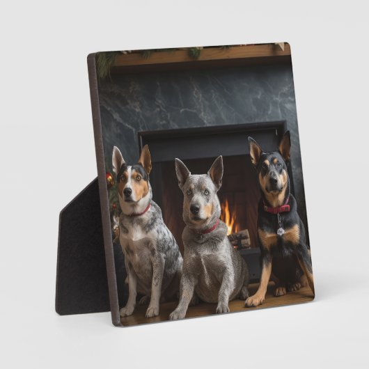 Australisch vee bij de open haard Kerstmis Fotoplaat (Voorkant)