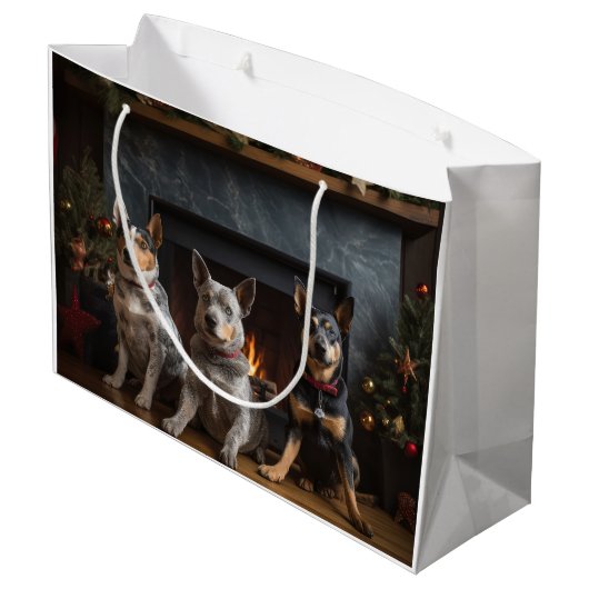 Australisch vee bij de open haard Kerstmis Groot Cadeauzakje (Achterkant Gekanteld)