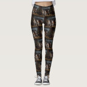 Australisch vee bij de open haard Kerstmis Leggings (Voorkant)