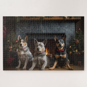 Australisch vee bij de open haard Kerstmis Legpuzzel