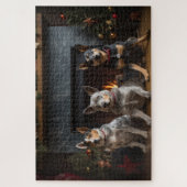 Australisch vee bij de open haard Kerstmis Legpuzzel (Verticaal)
