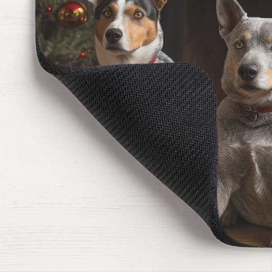 Australisch vee bij de open haard Kerstmis Muismat (Hoek)