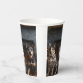 Australisch vee bij de open haard Kerstmis Papieren Bekers (Rechts)