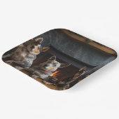 Australisch vee bij de open haard Kerstmis Papieren Bordje (Gebogen)