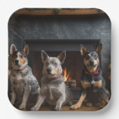 Australisch vee bij de open haard Kerstmis Papieren Bordje (Voorkant)