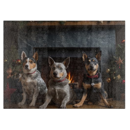 Australisch vee bij de open haard Kerstmis Snijplank (Voorkant)