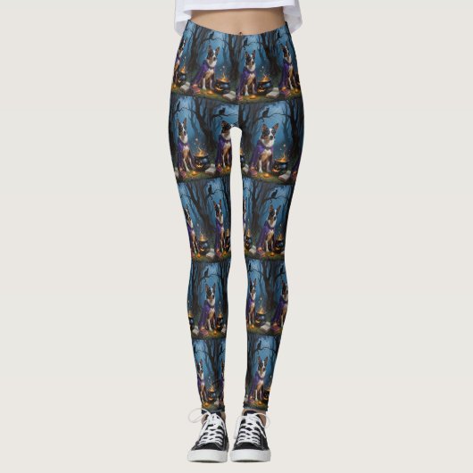 Australisch vee grillige Halloween schilderij Leggings (Voorkant)