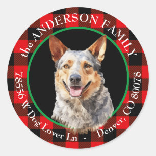 Australisch vee hond Buffel Plaid retouradres Ronde Sticker