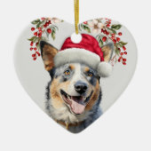 Australisch vee hond Holly krans Kerstmis Keramisch Ornament (Voorkant)