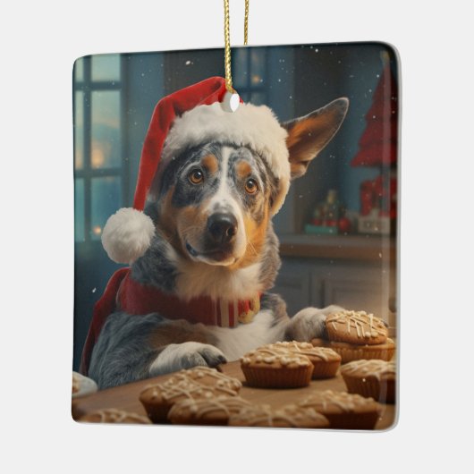 Australisch vee hond kerstkoekjes vakantie keramisch ornament (Links)