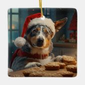 Australisch vee hond kerstkoekjes vakantie keramisch ornament (Voorkant)