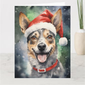 Australisch vee Hond Kerstmis Santa Paws Kaart (Voorkant)