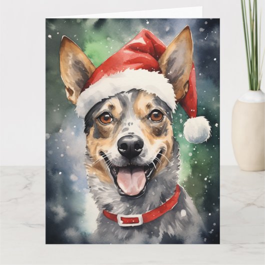 Australisch vee Hond Kerstmis Santa Paws Kaart (Voorkant)