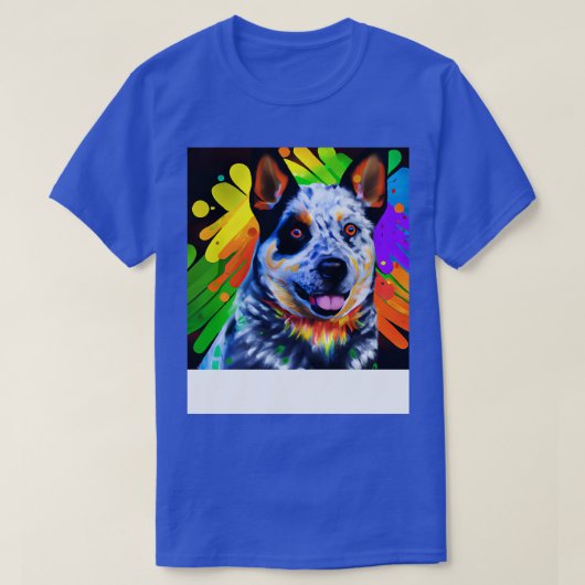 Australisch vee hond regenboog schilderij t-shirt (Design voorkant)
