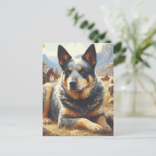  Australisch vee hond schilderen Briefkaart (Staand voorkant)