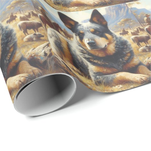  Australisch vee hond schilderen Cadeaupapier (Rol Hoek)