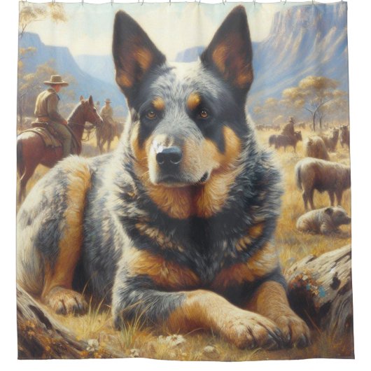 Australisch vee hond schilderen Douchegordijn (Voorkant)