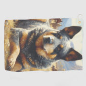  Australisch vee hond schilderen Golfhanddoek (Horizontaal)