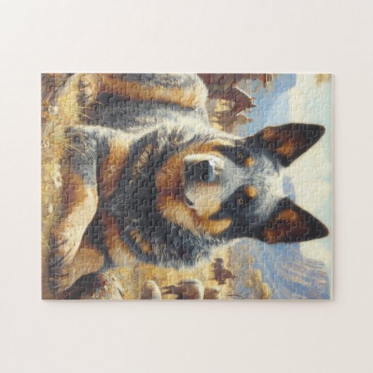 Australisch vee hond schilderen Legpuzzel (Horizontaal)