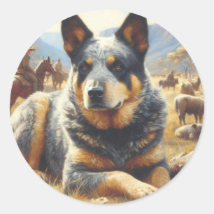 Australisch vee hond schilderen Ronde Sticker
