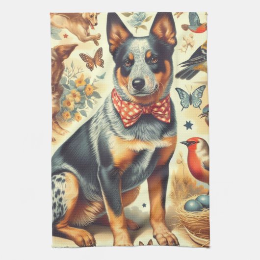 Australisch vee hond schilderen Theedoek (Verticaal)
