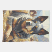 Australisch vee hond schilderen Theedoek (Horizontaal)