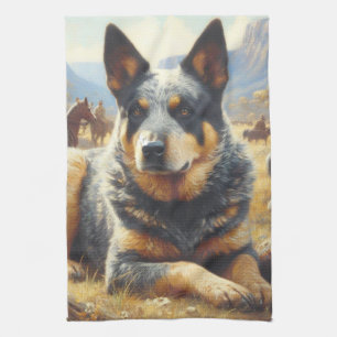  Australisch vee hond schilderen Theedoek