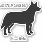 Australisch vee hond silhouet blauw heler vinyl sticker (Voorkant)