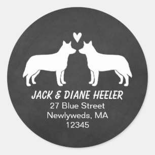 Australisch vee hond silhouetten retour adres ronde sticker