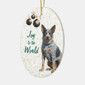 Australisch vee hond Vreugde aan de Wereld Kerstmi Keramisch Ornament (Links)