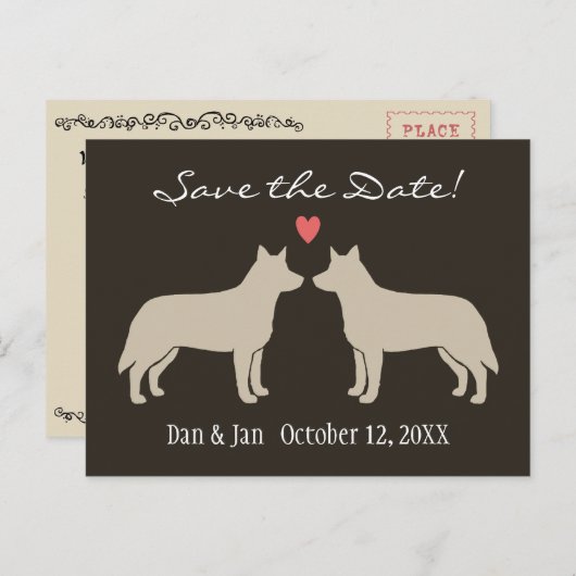 Australisch vee honden bruiloft Save the Date Aankondigingskaart (Voorkant / Achterkant)