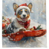 Australisch vee in slee laat het sneeuwen Kerstmis Douchegordijn (Voorkant)