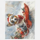 Australisch vee in slee laat het sneeuwen Kerstmis Fleece Deken (Voorkant)