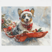 Australisch vee in slee laat het sneeuwen Kerstmis Fleece Deken (Voorkant (Horizontaal))