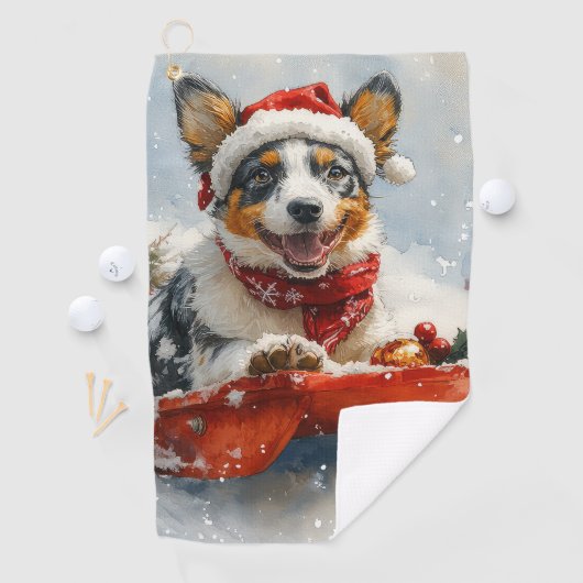 Australisch vee in slee laat het sneeuwen Kerstmis Golfhanddoek (Insitu)