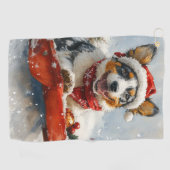 Australisch vee in slee laat het sneeuwen Kerstmis Golfhanddoek (Horizontaal)