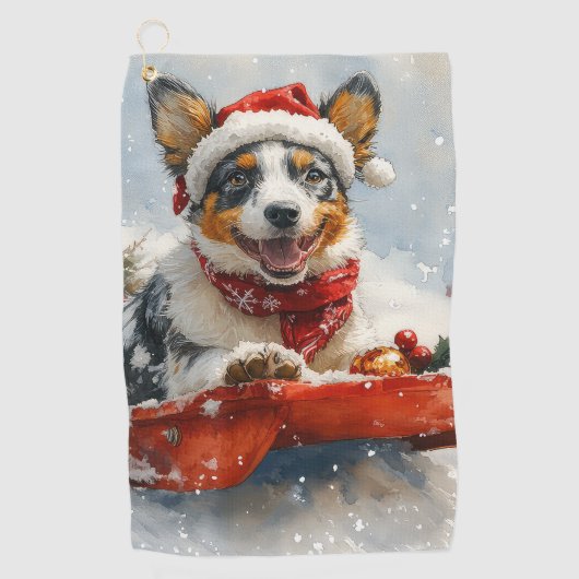 Australisch vee in slee laat het sneeuwen Kerstmis Golfhanddoek (Voorkant)