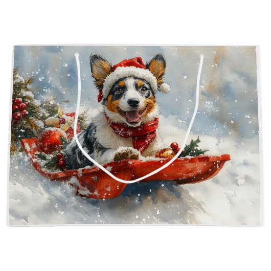 Australisch vee in slee laat het sneeuwen Kerstmis Groot Cadeauzakje (Voorkant)