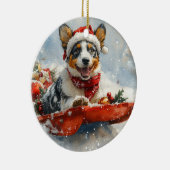 Australisch vee in slee laat het sneeuwen Kerstmis Keramisch Ornament (Rechts)