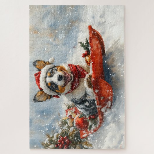 Australisch vee in slee laat het sneeuwen Kerstmis Legpuzzel (Verticaal)