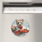 Australisch vee in slee laat het sneeuwen Kerstmis Magneet (Insitu (Vaatwasser))