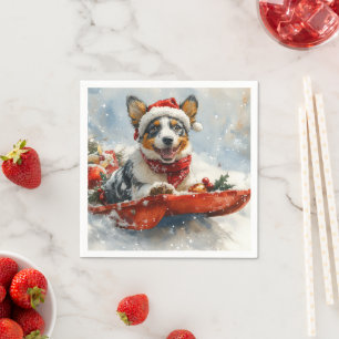 Australisch vee in slee laat het sneeuwen Kerstmis Servet