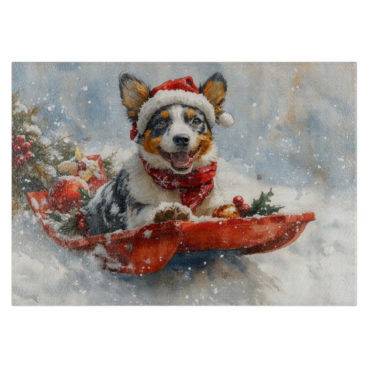 Australisch vee in slee laat het sneeuwen Kerstmis Snijplank (Voorkant)